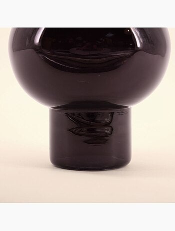 Vase boule talon en verre noir, H21cm