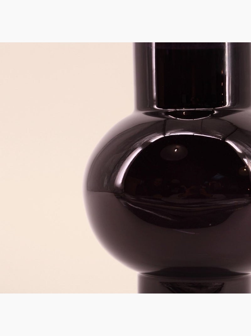 Vase boule talon en verre noir, H21cm Noir - Kiabi