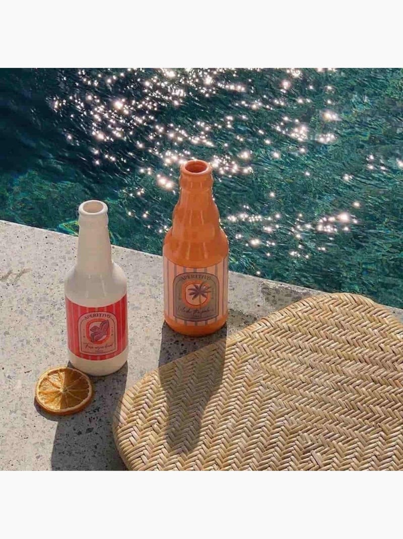 Vase bouteille blanc et rose 21cm Rose - Kiabi