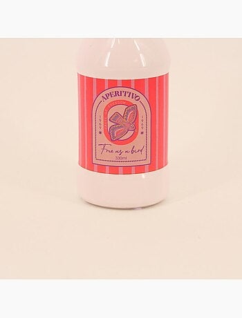 Vase bouteille blanc et rose, H21cm