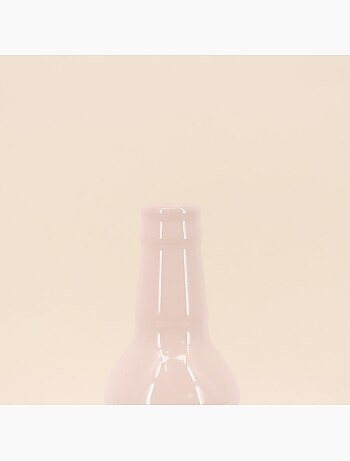 Vase bouteille blanc et rose, H21cm