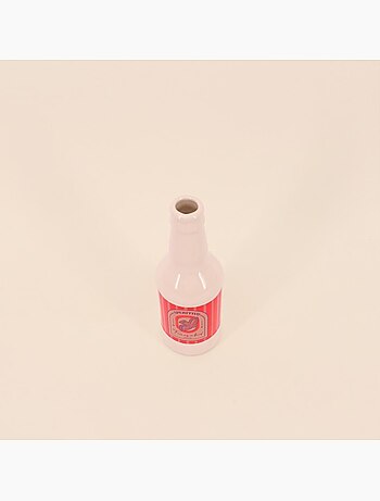 Vase bouteille blanc et rose, H21cm