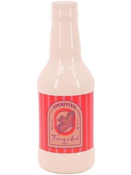Vase bouteille blanc et rose, H21cm - Kiabi