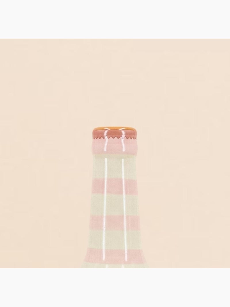 Vase bouteille cocktail club rayé beige et rose, H24cm Beige - Kiabi