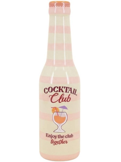 Vase bouteille cocktail club rayé beige et rose, H24cm - Kiabi