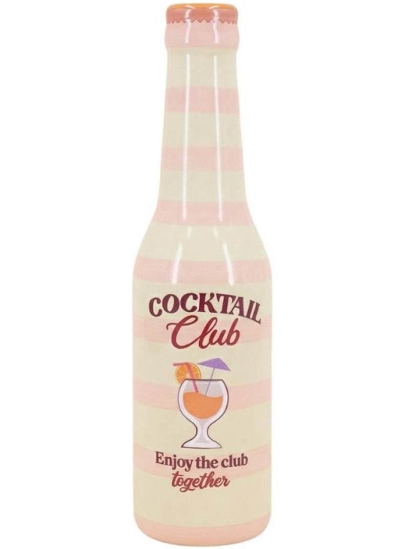Vase bouteille cocktail club rayé beige et rose, H24cm Beige - Kiabi