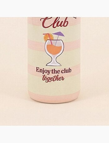 Vase bouteille cocktail club rayé beige, rose 24cm