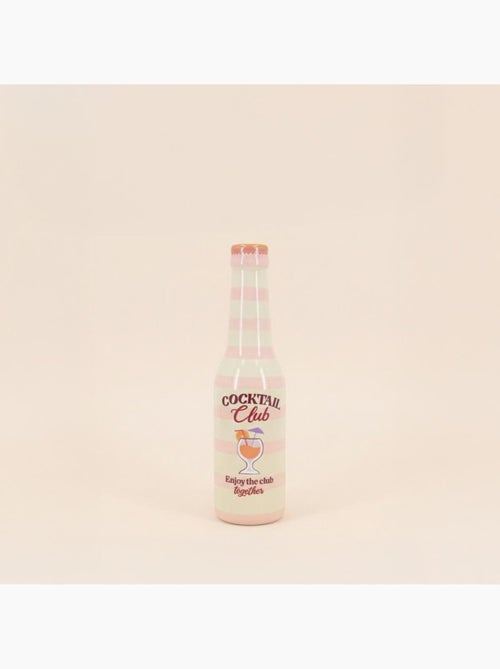 Vase bouteille cocktail club rayé beige, rose 24cm - Kiabi