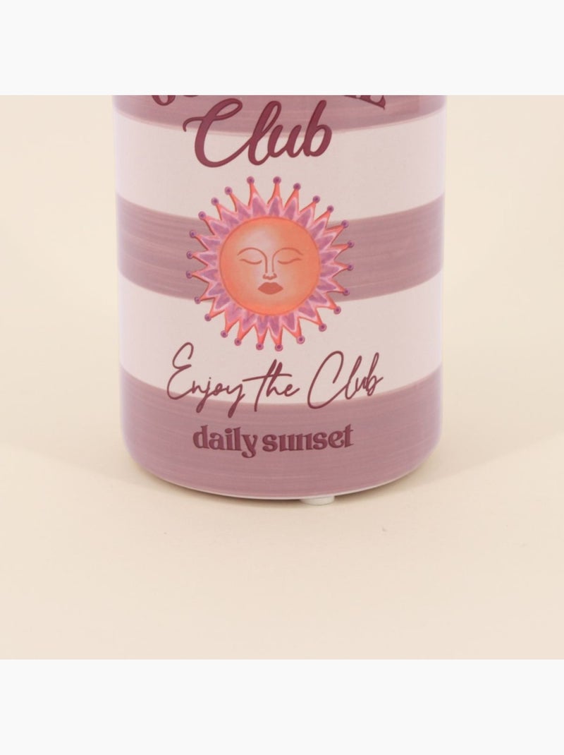 Vase bouteille cocktail rayé baige, rose en faïence 21cm Beige - Kiabi