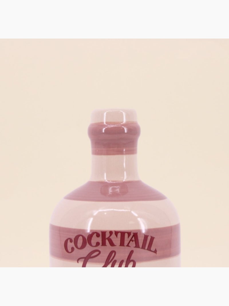 Vase bouteille cocktail rayé baige, rose en faïence 21cm Beige - Kiabi