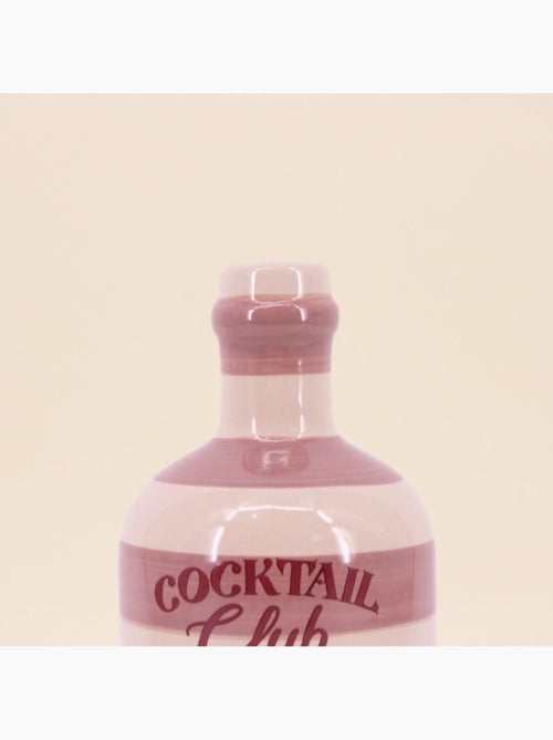 Vase bouteille cocktail rayé beige, rose en faïence 21cm - Kiabi