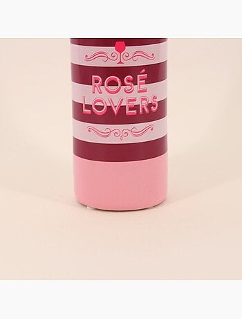 Vase bouteille de vin en faïence rayée rose 29cm