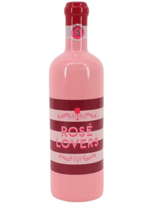 Vase bouteille de vin en faïence rayée rose, H29cm - Kiabi