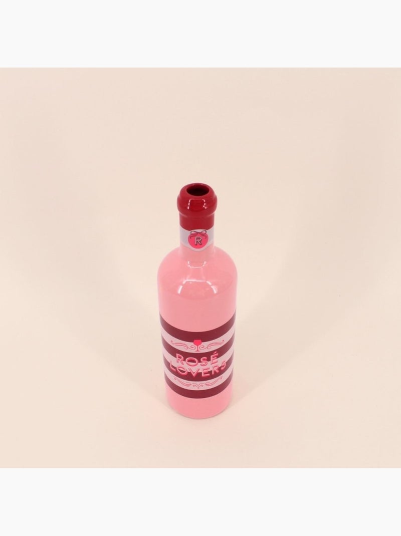 Vase bouteille de vin en faïence rayée rose, H29cm Rose - Kiabi