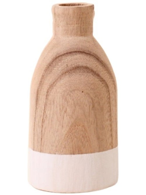 Vase bouteille en bois 20cm - Kiabi