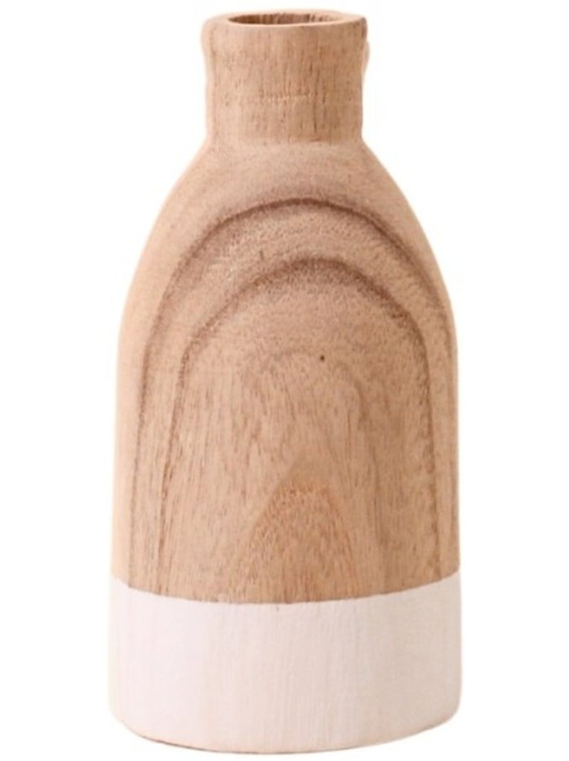 Vase bouteille en bois 20cm Beige - Kiabi