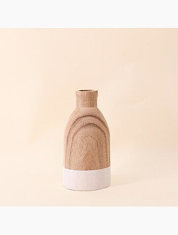 Vase bouteille en bois, H20cm