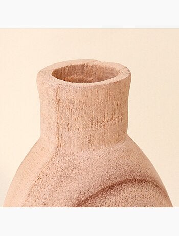 Vase bouteille en bois, H20cm