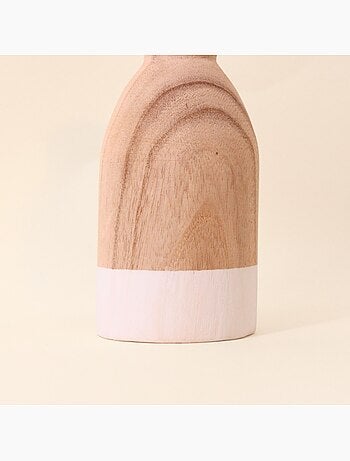 Vase bouteille en bois, H20cm