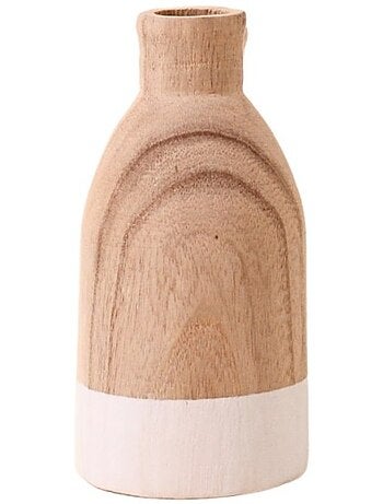 Vase bouteille en bois, H20cm
