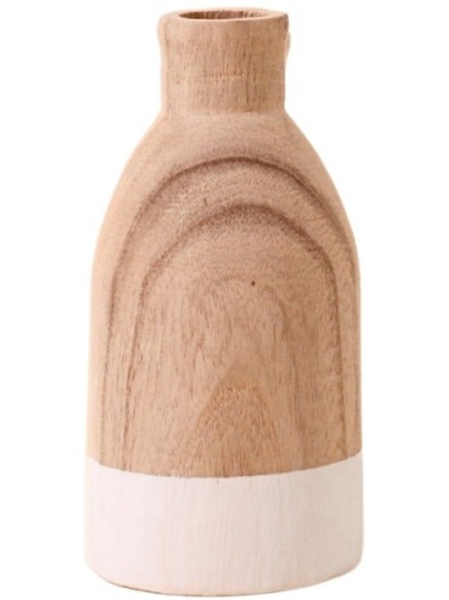 Vase bouteille en bois, H20cm - Kiabi