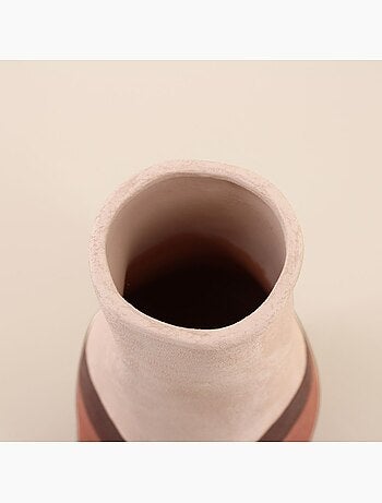 Vase bouteille en grès 3 couleurs marron, beige 45cm