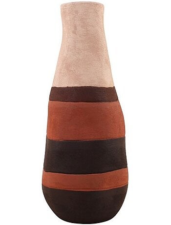 Vase bouteille en grès 3 couleurs marron, beige, H45cm