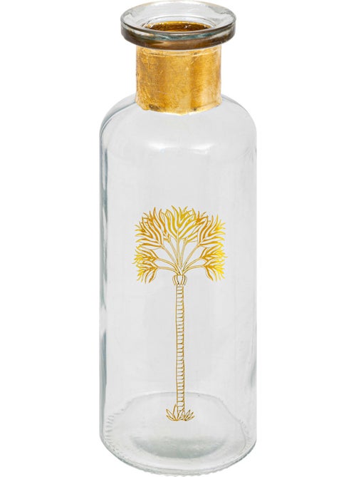 Vase bouteille en verre à motifs dorés TROPICAL BOUDOIR - Kiabi