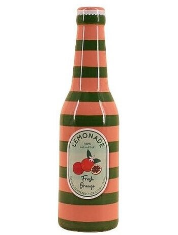 Vase bouteille limonade rose et vert, H24cm