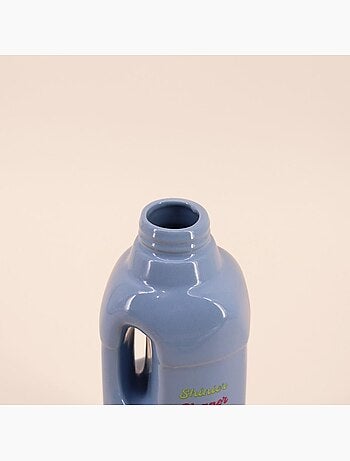 Vase bouteille nettoyant voiture bleu, H26cm
