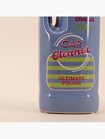 Vase bouteille nettoyant voiture bleu, H26cm