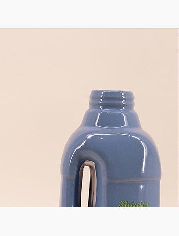 Vase bouteille nettoyant voiture bleu, H26cm