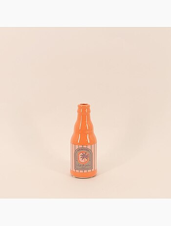 Vase bouteille palmier orange, H24cm