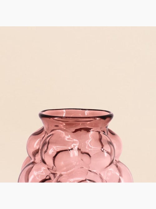 Vase bulles en verre fait main rose 21cm - Kiabi