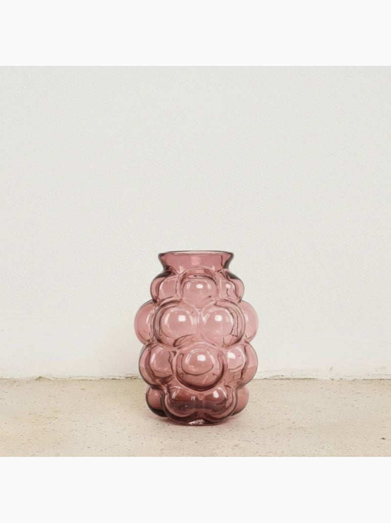 Vase bulles en verre fait main rose, H21cm Rose - Kiabi