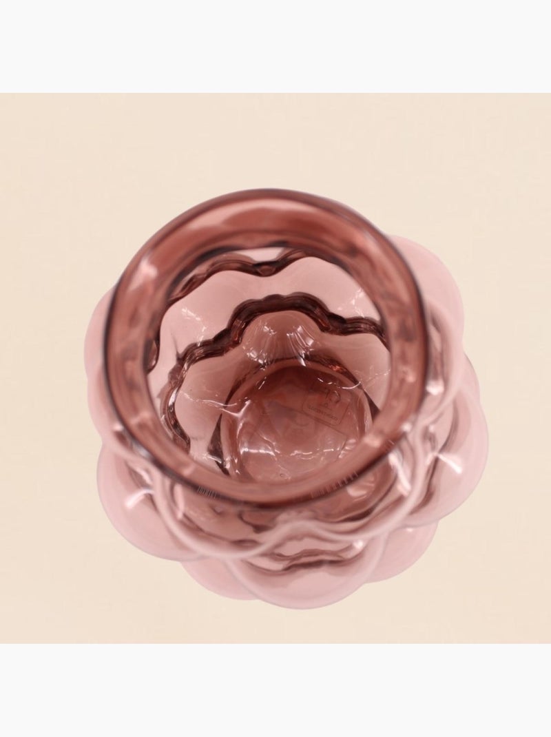 Vase bulles en verre fait main rose, H21cm Rose - Kiabi