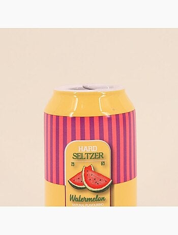 Vase canette limonade jaune et rose, H11cm