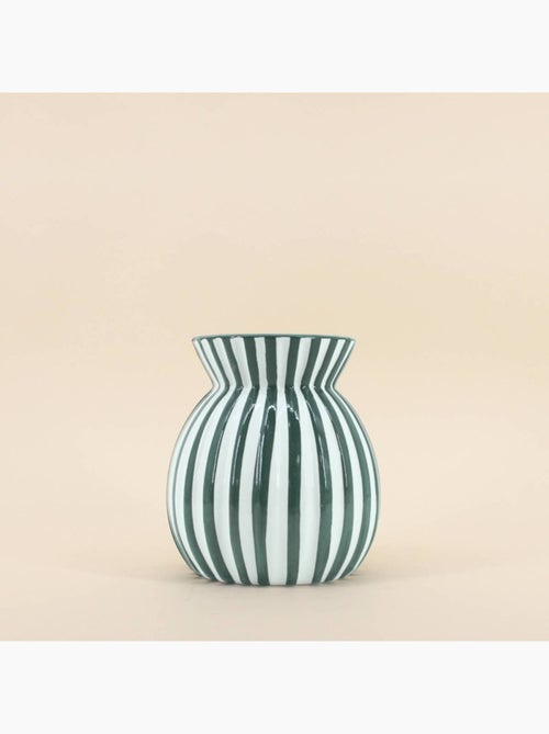 Vase céramique à rayures vertes 19cm - Kiabi