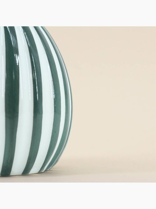 Vase céramique à rayures vertes 19cm - Kiabi