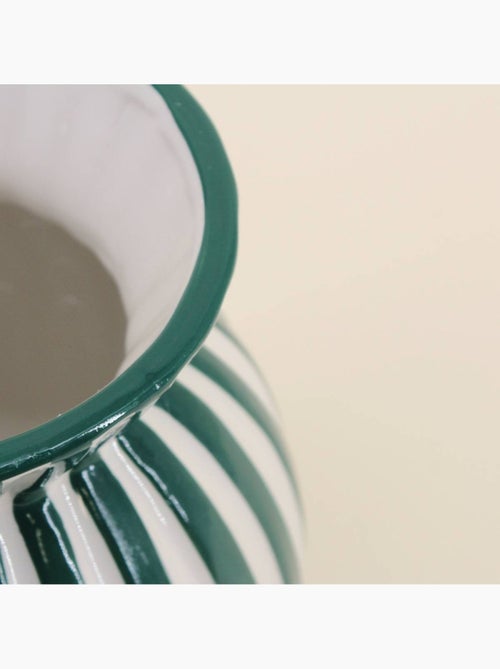 Vase céramique à rayures vertes 19cm - Kiabi