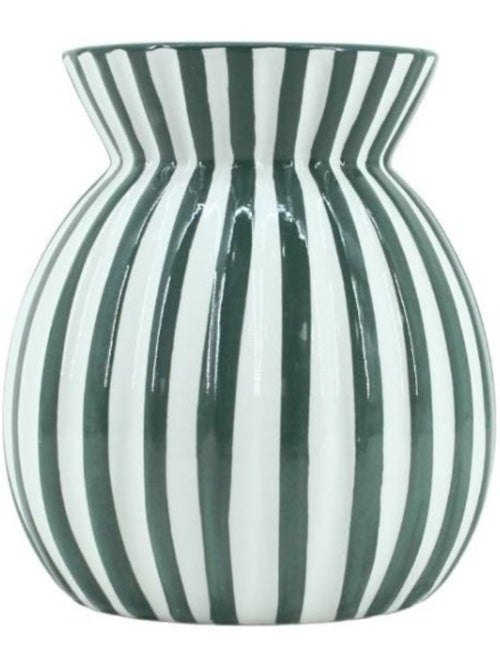 Vase céramique à rayures vertes, H19cm - Kiabi