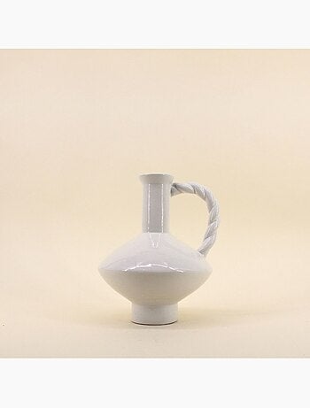 Vase céramique anse torsadée, H24cm