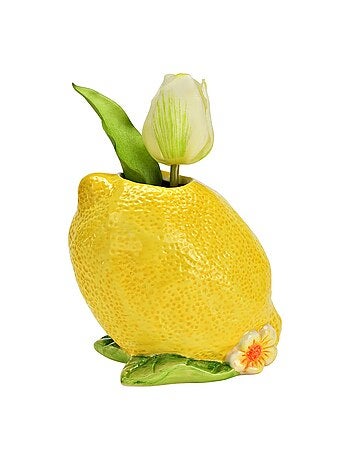 Vase citron et fleur en céramique
