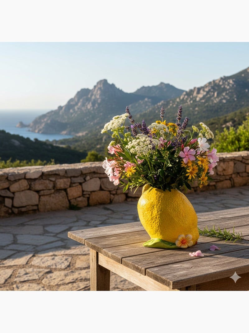 Vase citron et fleur en céramique Jaune - Kiabi