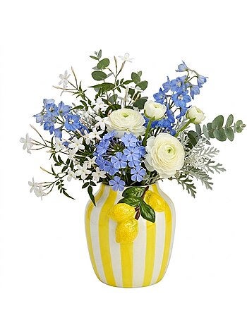 Vase citron rayé en céramique