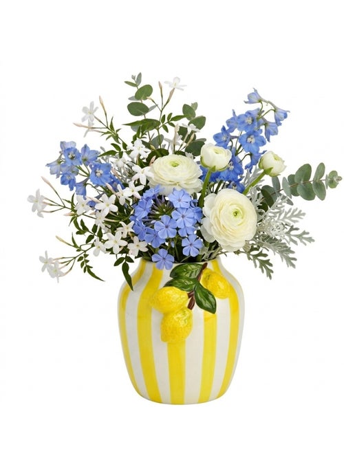 Vase citron rayé en céramique - Kiabi