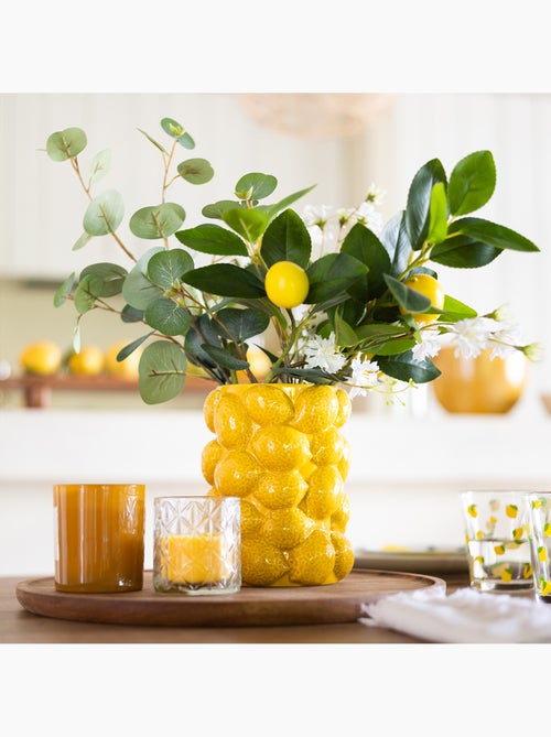 Vase citron "Yuca" céramique jaune H18cm - Kiabi