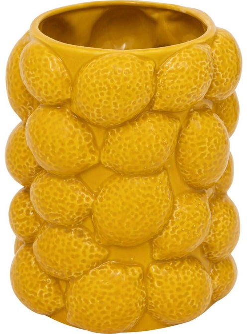 Vase citron "Yuca" céramique jaune H18cm - Kiabi