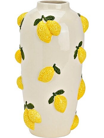 Vase citrons relief en céramique