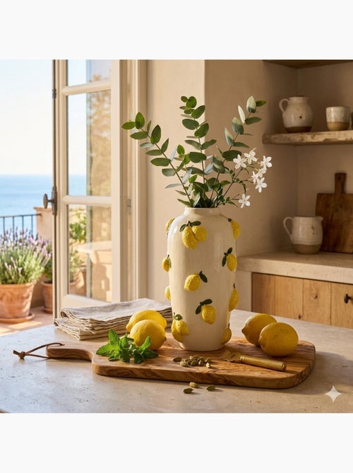 Vase citrons relief en céramique - Kiabi